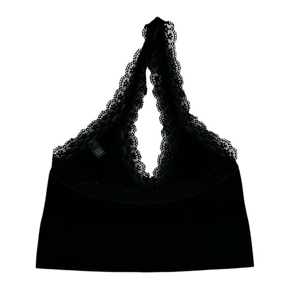 Out From Under UA M/L Harley Black Ribbed Lace Trim Halter Bra Bralette - Picture 5 of 10